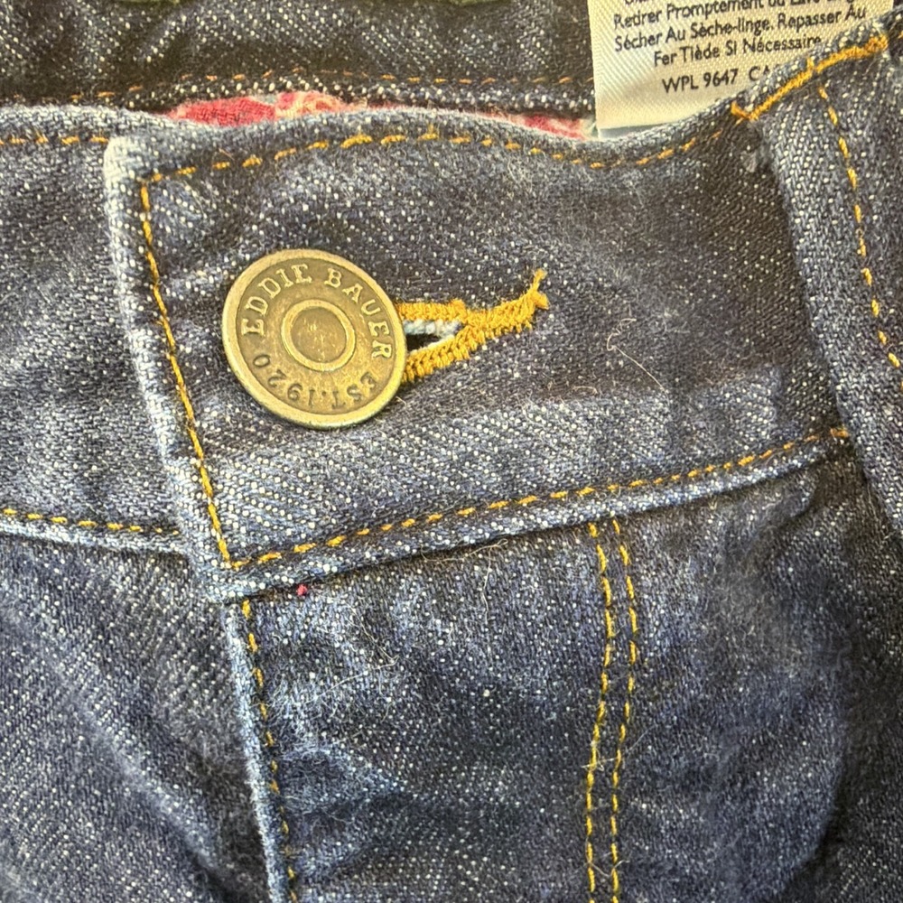 Eddie Bauer Womens Flannel Lined Jeans 8 Dark Wash Straight Leg Winter Denim - Picture 3 of 15
